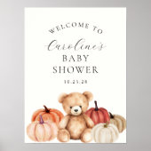 Herfst Teddy Bear Baby shower Welkomstbord Poster (Voorkant)