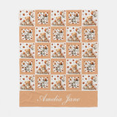 Herfst Teddybeer Baby Patchwork Fleece Deken (Voorkant)