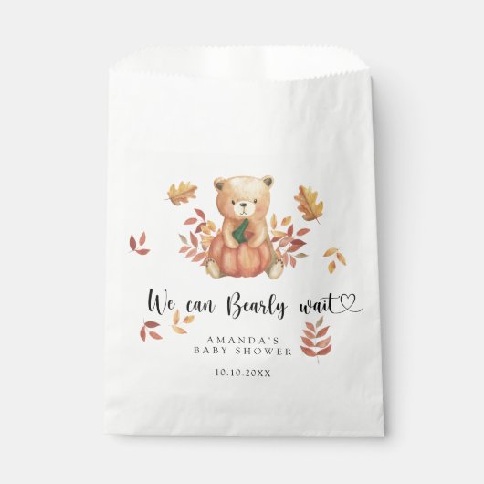 Herfst Teddybeer Baby shower Bedankzakje (Voorkant)