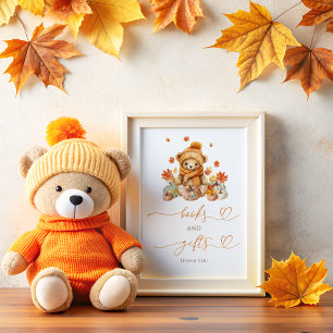 Herfst Teddybeer en pompoenen boeken en geschenken Poster