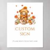 Herfst Teddybeer met pompoen Baby shower Custom Poster (Voorkant)