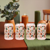 Herfst terra cotta en salie bladeren patroon blikvorm glas