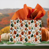 Herfst terra cotta en salie bladeren patroon groot cadeauzakje