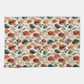 Herfst terra cotta en salie bladeren patroon theedoek (Horizontaal)