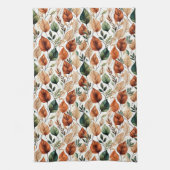 Herfst terra cotta en salie bladeren patroon theedoek (Verticaal)