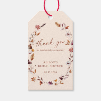 Herfst Terracotta Blad Krans Bruidsdouche Cadeaulabel