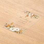 Herfst terracotta bloemen elegante bruiloft acryl uitnodigingen (Laagn)