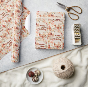 Herfst terracotta blush bordeaux boho 30ste verjaa cadeaupapier