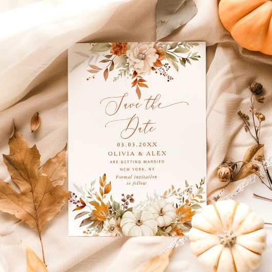 Herfst terracotta bruiloft Save the Date Kaart