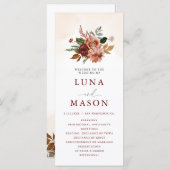 Herfst Terracotta Burgundy Floral Wedding Programma (Voorkant / Achterkant)