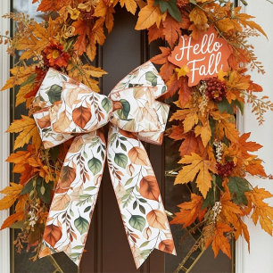 Herfst terracotta en saliebladerenpatroon lint