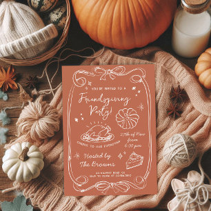 Herfst Terracotta Friendsgiving Dinnerfeest Kaart