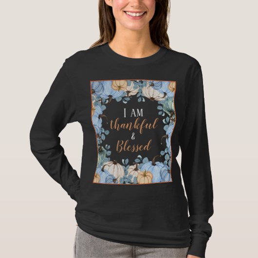 Herfst Thankful and Blessed Long Slapes Women's T-shirt (Voorkant)