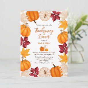 Herfst Thanksgiving Dinner Invitation met Pompoen Kaart