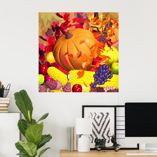 Herfst Thanksgiving Harvest Poster (Thuiskantoor)