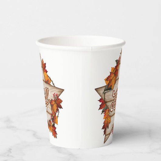 Herfst Thanksgiving herfst oogst pompoen kruiden p Papieren Bekers (Rechts)