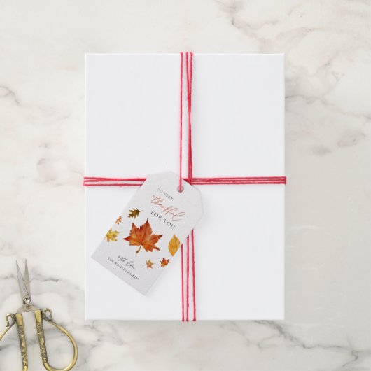 Herfst Thanksgiving Maple Leaf Zo deankful Gift La Cadeaulabel (Met Touw)