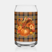 Herfst Thanksgiving Oogst Plaid Blikvorm Glas (Voorkant)