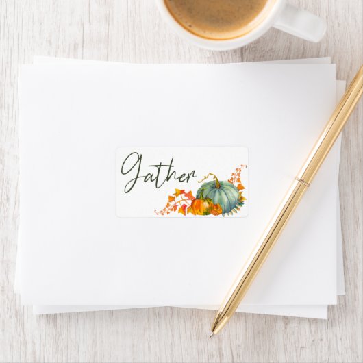 Herfst Thanksgiving Oranje pompoenen Leaf Envelope Etiket (Insitu)
