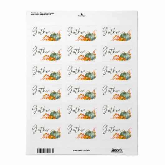 Herfst Thanksgiving Oranje pompoenen Leaf Envelope Etiket (Full Sheet)