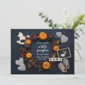 Herfst Thanksgiving Pompoen Zwangerschap Onthullen Aankondiging (Staand voorkant)