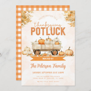 Herfst Thanksgiving Potluck Dinner Party Uitnodigi Kaart