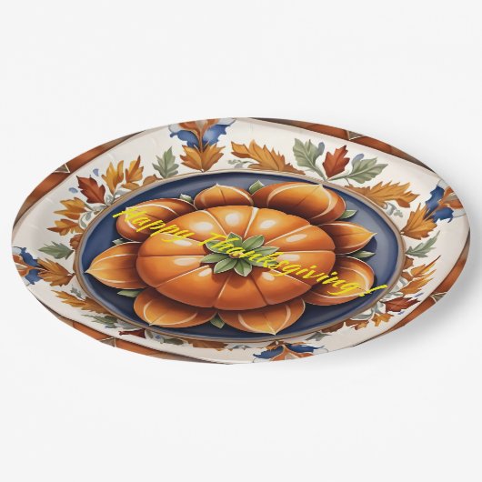 Herfst Thanksgiving Trendy pompoen Collectie Papieren Bordje (Gekanteld)