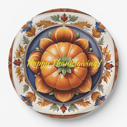 Herfst Thanksgiving Trendy pompoen Collectie Papieren Bordje (Voorkant)