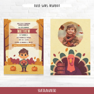Herfst Thanksgiving Verjaardag Fotouitnodiging Kaart