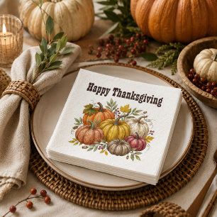 Herfst Thanksgiving Waterverf Pompoen Servet