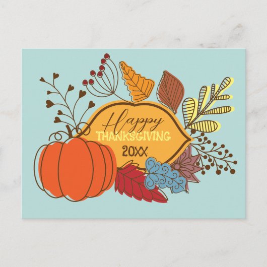 Herfst-thema bladeren bessen pompoen Thanksgiving Briefkaart (Voorkant)