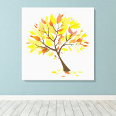Herfst thema boom [24x24] inch canvas afdruk (Insitu (Houten vloer))