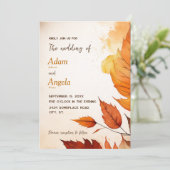 Herfst thema bruiloft uitnodiging (Staand voorkant)
