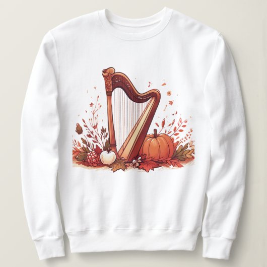 Herfst thema harp pompoen sweatshirt (Design voorkant)