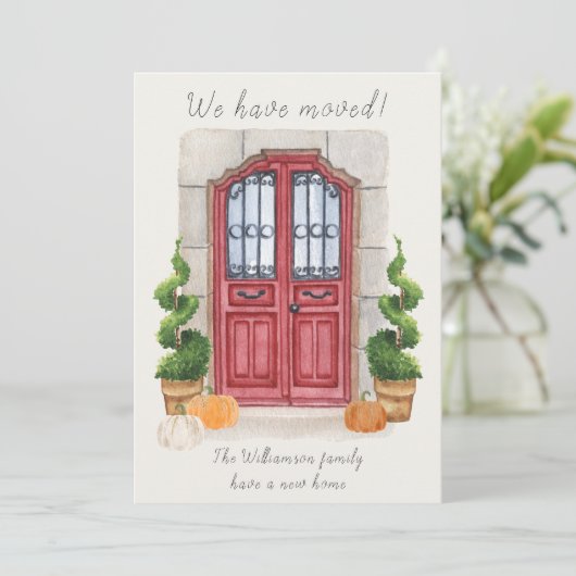 Herfst Thema We hebben een adreswijziging verplaat Aankondiging (Staand voorkant)