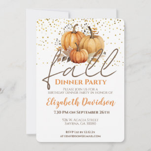 Herfst Theme Dinner Party Verjaardag Kaart