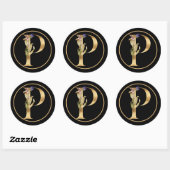 HERFST THEME GOLD MONOGRAM P MET PLATTELANDSREGELI RONDE STICKER (Vel)