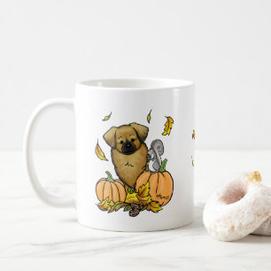 Herfst Tibetan Spaniel (bruin) Dog Pumpkins Cute Koffiemok