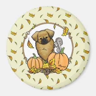 Herfst Tibetan Spaniel (bruin) Dog Pumpkins Cute Magneet