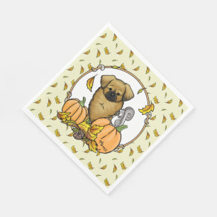 Herfst Tibetan Spaniel (bruin) Dog Pumpkins Cute Servet