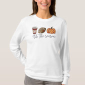 Herfst Tis het Seizoen Custom Coffee Football Pomp T-shirt (Voorkant)