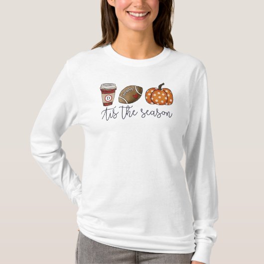 Herfst Tis het Seizoen Custom Coffee Football Pomp T-shirt (Voorkant)