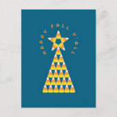 Herfst tot Kerst Postkaart Teal – Candy Corn Boom (Voorkant)