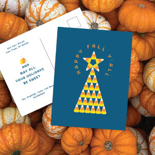 Herfst tot Kerst Postkaart Teal – Candy Corn Boom