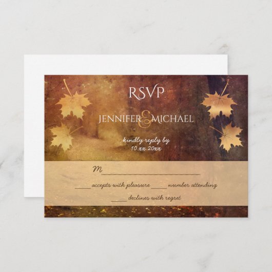 Herfst Trail esdoorn bladeren rustieke bruiloft RS RSVP Kaartje (Voorkant / Achterkant)