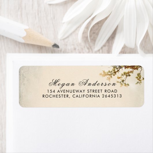 Herfst Tree bladeren en takken rustieke bruiloft Etiket (Insitu)