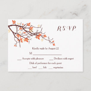 Herfst Tree Branch Wedding RSVP Kaart