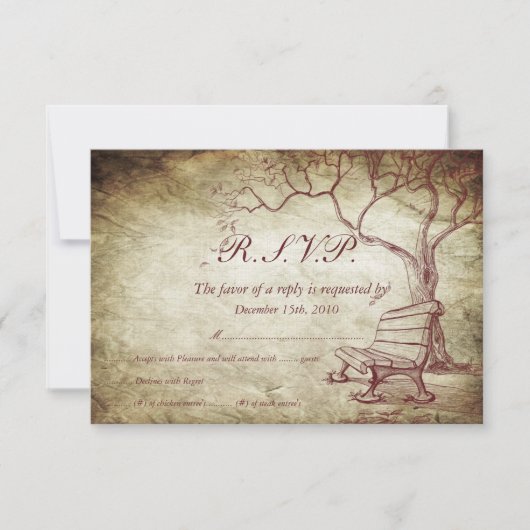 Herfst Tree Bruiloft RSVP Kaart (Voorkant)