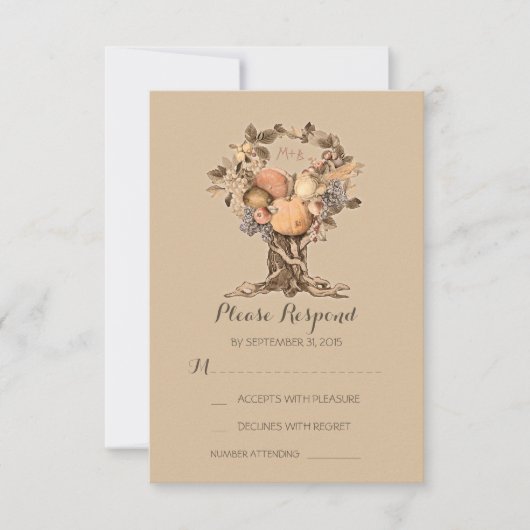 Herfst tree bruiloft RSVP kaarten Kaartje (Voorkant)