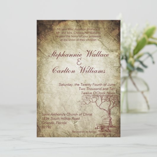 Herfst Tree bruiloft uitnodiging (Staand voorkant)